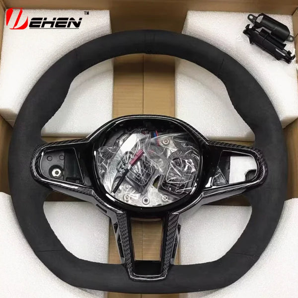 Volant en fibre de carbone CS en cuir noir pour BMW M2 M3 M4 M5 M8 X3M X4M X5M X6M F90 G80 G82 G87 Accessoire de modification