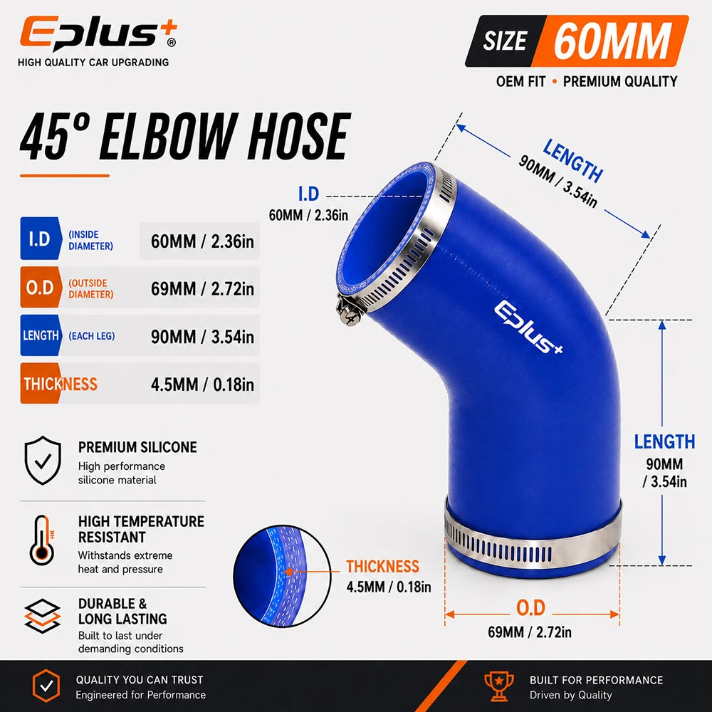 Durite Silicone Bleue 45° avec Colliers pour Turbo et Intercooler – Admission & performance | OURANE.COM