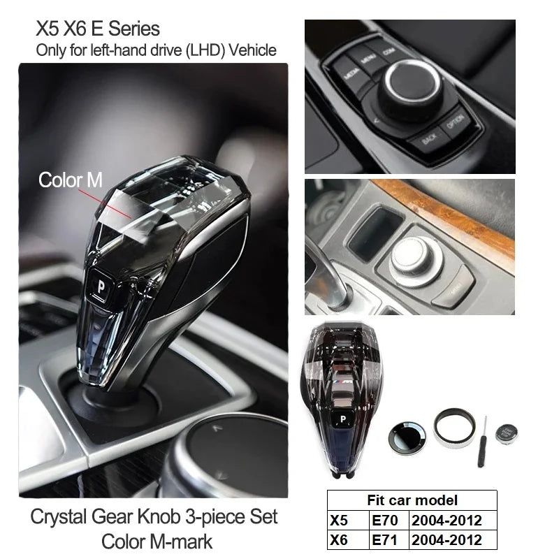 3 Piece Lot Crystal Levier de Vitesses Knob Lever Stick Handle Pour BMW 3 5 6 7 Series X3 X5 X6 F30 G15 F01 G20 G05 G21 G28 G