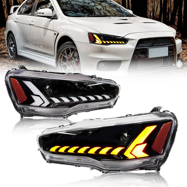 Paire de phares LED projecteur pour Mitsubishi Lancer EVO X 10e génération 2008-2020, animation dynamique