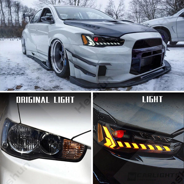 Paire de phares LED projecteur pour Mitsubishi Lancer EVO X 10e génération 2008-2020, animation dynamique