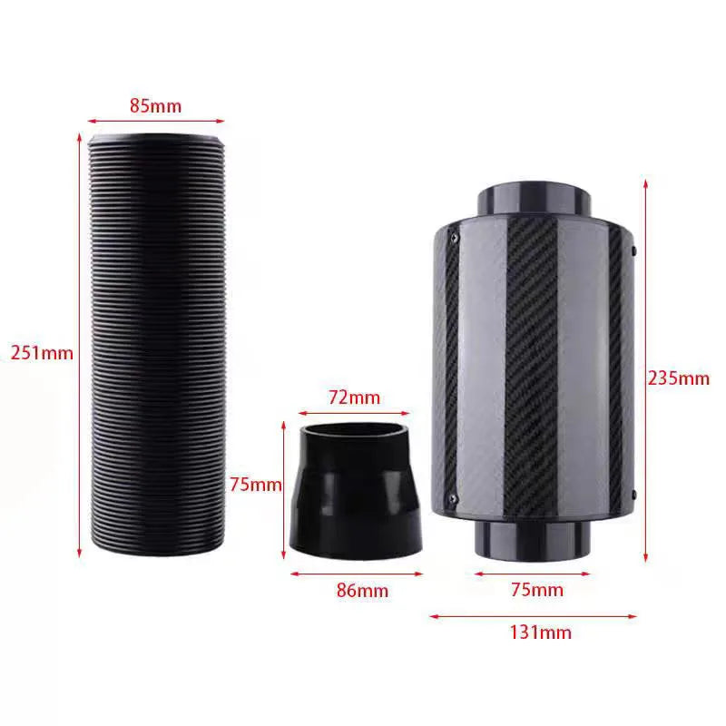 Kit Admission d’Air Froid 76 mm Aspect Carbone avec Boîte à Air – Admission & performance | OURANE.COM