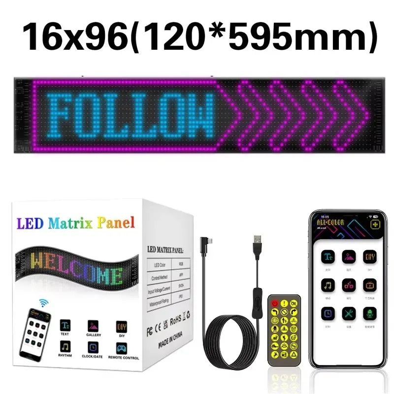 Multifunctional Bright Devil Eyes LED Éclairage for Auto Pare-Brise Flexible Programmable Scrolling LED Écran Bluetooth Contr