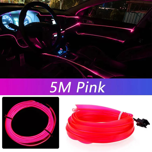 Bande lumineuse LED pour intérieur de voiture, néon, câblage EL, lampe décorative pour automobile, bricolage, lumière ambiant