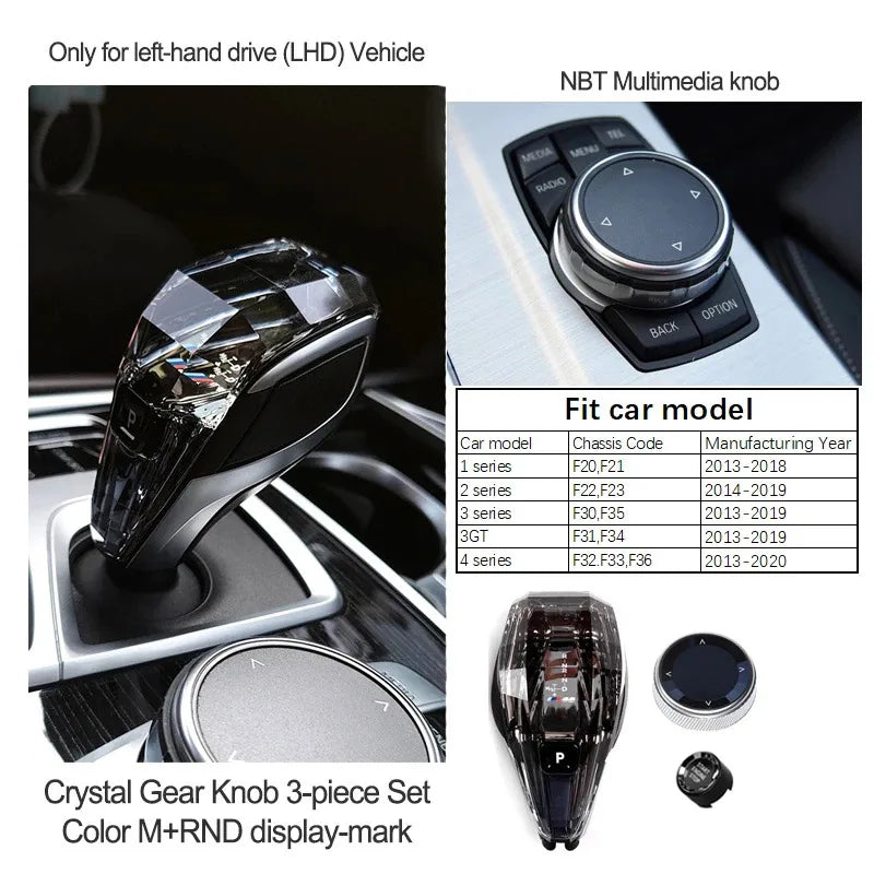 3 Piece Lot Crystal Levier de Vitesses Knob Lever Stick Handle Pour BMW 3 5 6 7 Series X3 X5 X6 F30 G15 F01 G20 G05 G21 G28 G