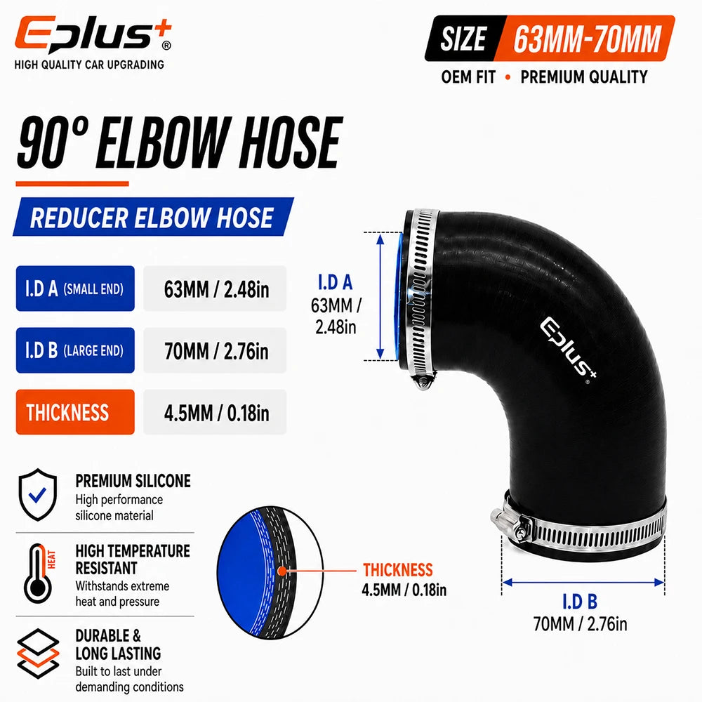 Durite Silicone Noire 90° Réductrice pour Turbo et Intercooler – Admission & performance | OURANE.COM