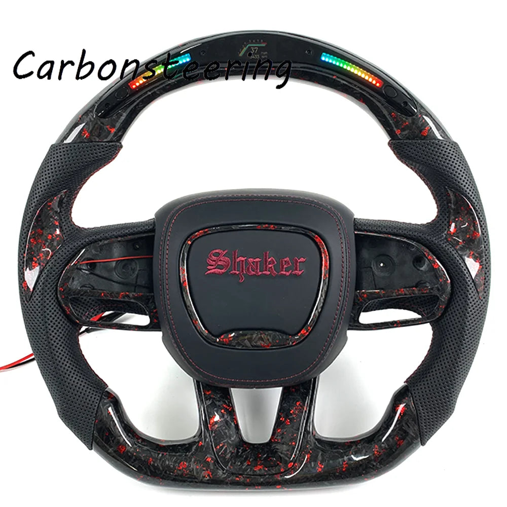 Volant en fibre de carbone forgée pour Dodge Charger et Challenger 2015+ SRT Hellcat Scat Pack, style course