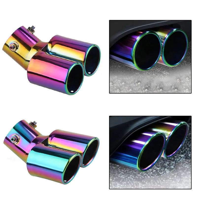 Embout d’Échappement Double Sortie Chromé Inox 63 mm – Échappement auto OURANE.COM