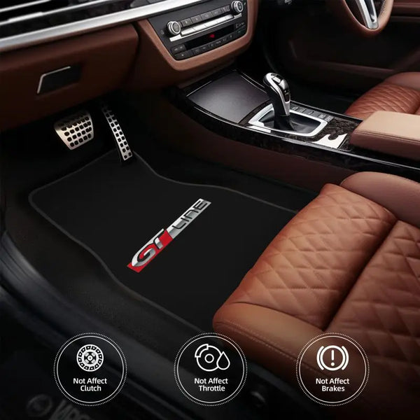 GT Line Tapis de sol de voiture 4 pièces Tapis de pied avant et arrière universels avec support en caoutchouc antidérapant Ac