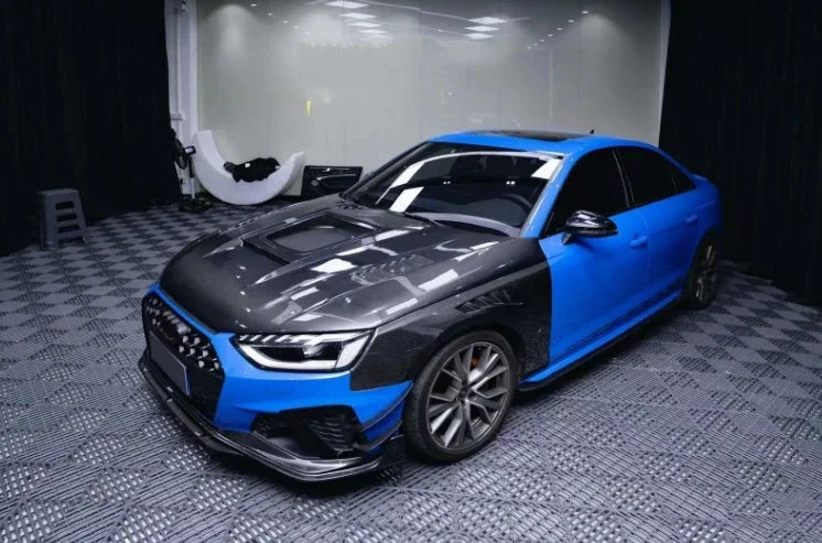 Kit carrosserie en fibre de carbone style CMST pour Audi A4, A4L et S4, 2020–2023