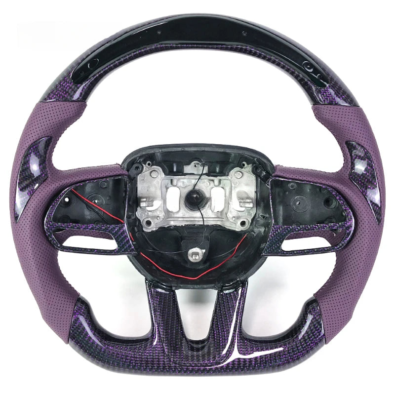 Volant de direction sport en fibre de carbone violette avec affichage LED pour Dodge Challenger et Charger