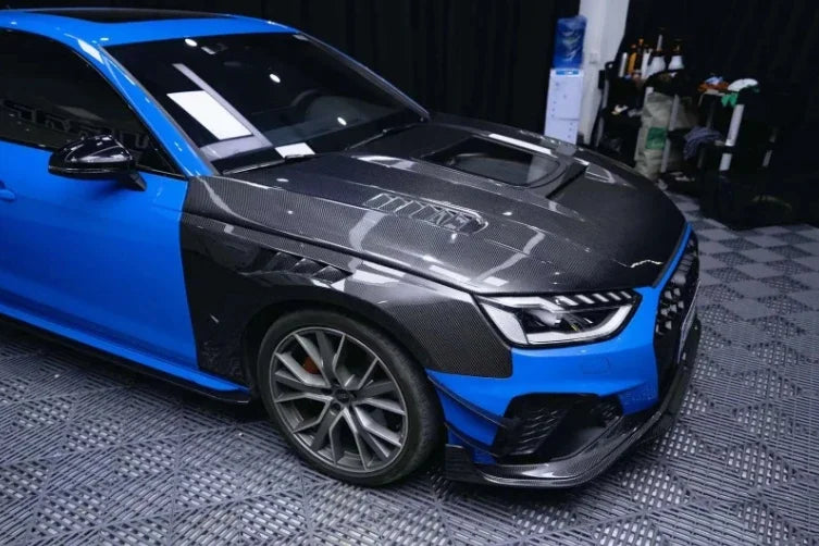 Kit carrosserie en fibre de carbone style CMST pour Audi A4, A4L et S4, 2020–2023