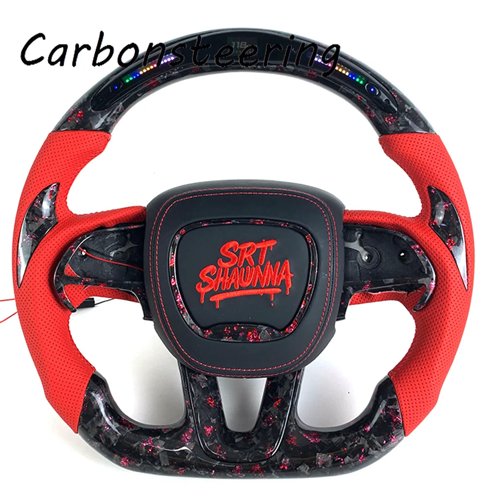 Volant en fibre de carbone forgée pour Dodge Charger et Challenger 2015+ SRT Hellcat Scat Pack, style course