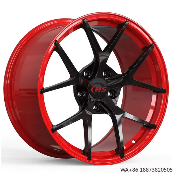 Jantes forgées T6 6601 rouges et noires, 17–20 pouces — vue 1
