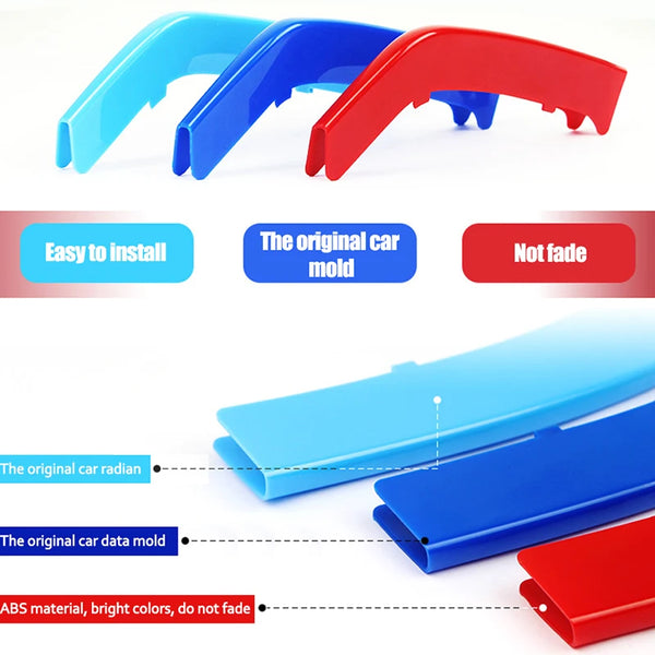 Bandes de garniture de calandre avant, 3 pièces, pour BMW série 1 2 3 4 5 6 7 8 X1 X2 X3 X4 X5 X6 X7 Z4 E46 E90 F30 E60 E81 F