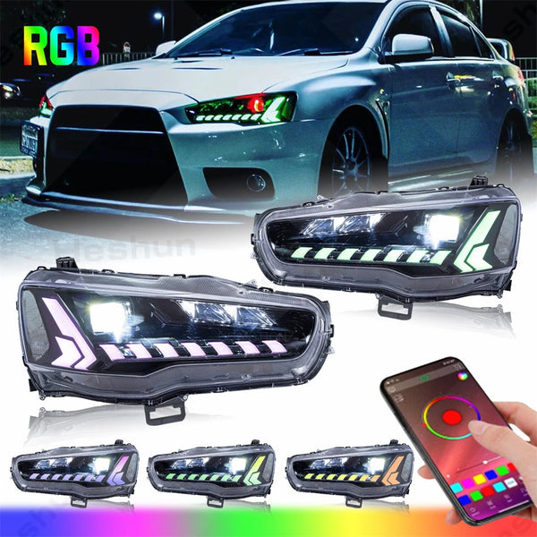 Paire de phares LED projecteur pour Mitsubishi Lancer EVO X 10e génération 2008-2020, animation dynamique