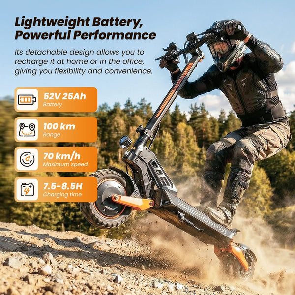 Trottinette électrique IScooter W12 3000W, double moteur, batterie lithium 52V25Ah, compatible avec application, vitesse maxi