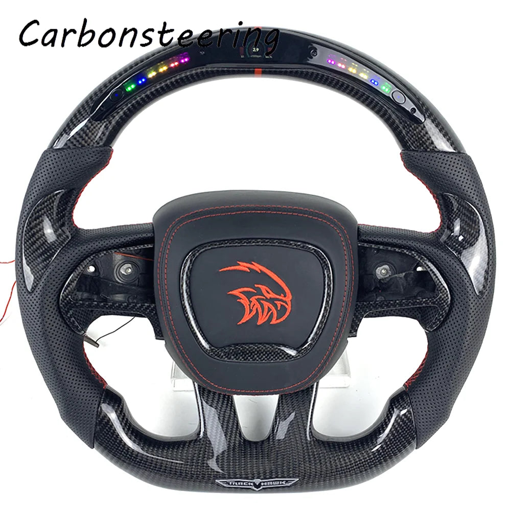 Volant en fibre de carbone forgée sur mesure pour Dodge Charger, Challenger et Hellcat SRT, avec palettes en option