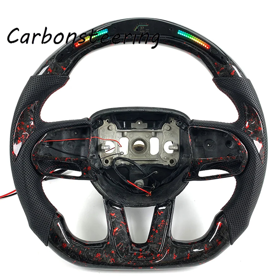 Volant en fibre de carbone forgée pour Dodge Charger et Challenger 2015+ SRT Hellcat Scat Pack, style course