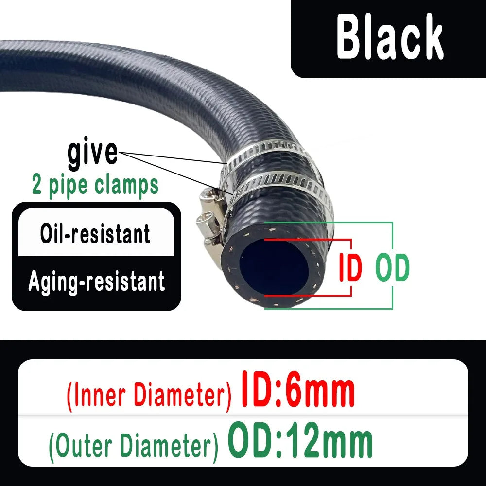 New Multifunctional Auto Durites de Carburant ID 4 5 6 8 10 12 14mm avec Pipe Clamp NBR Oil Resistant Hose Oil Pipe – Admissi