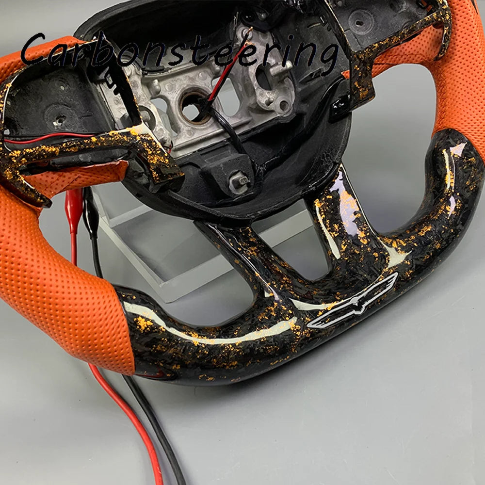 Volant en fibre de carbone forgée sur mesure pour Dodge Charger, Challenger et Hellcat SRT, avec palettes en option