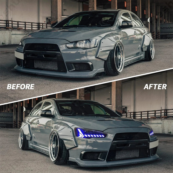 Paire de phares LED projecteur pour Mitsubishi Lancer EVO X 10e génération 2008-2020, animation dynamique