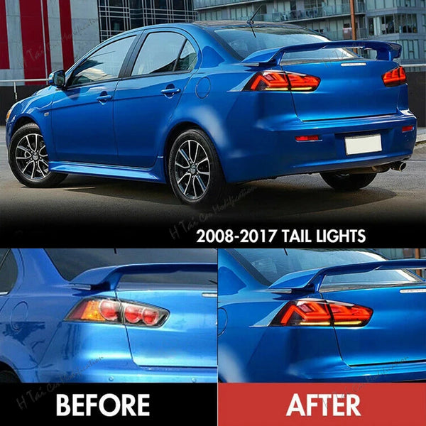 Paire de feux arrière LED pour Mitsubishi Lancer EVO X 2008-2018, clignotants dynamiques