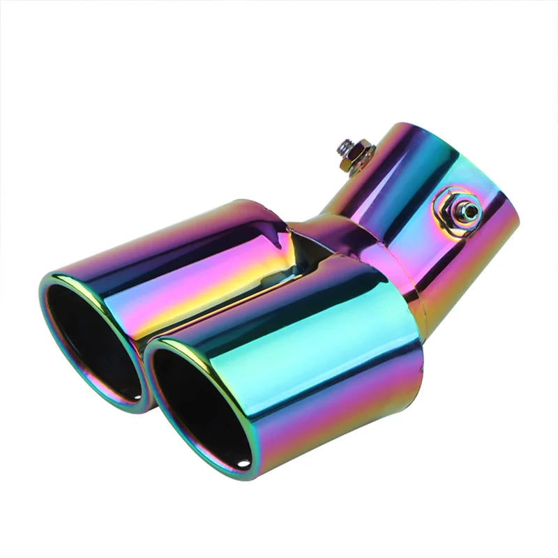 Embout d’Échappement Double Sortie Chromé Inox 63 mm – Échappement auto OURANE.COM