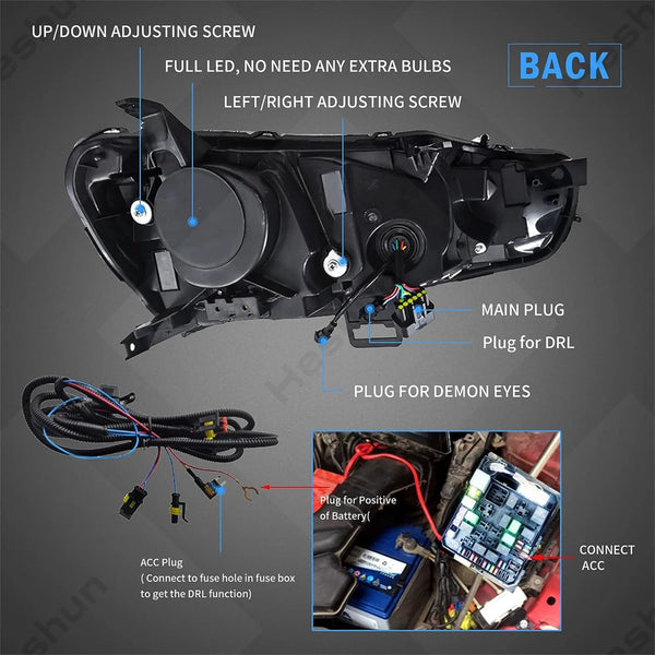 Paire de phares LED projecteur pour Mitsubishi Lancer EVO X 10e génération 2008-2020, animation dynamique