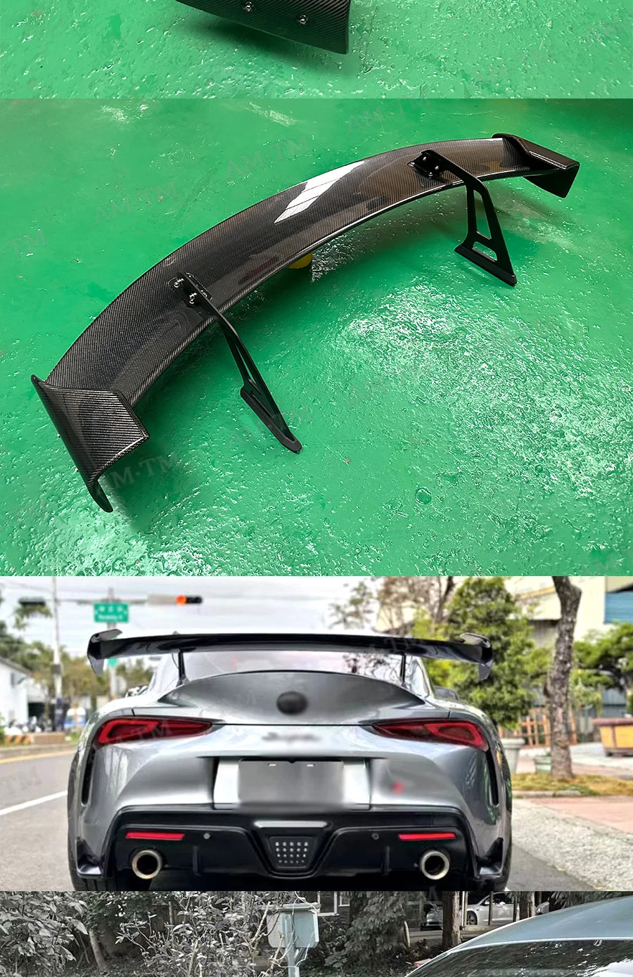 Aileron arrière pour Toyota GR Supra A90 et A91 (MK5) en fibre de carbone, carbone forgé ou FRP, style racing