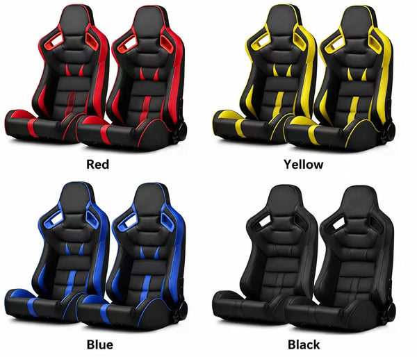 Sièges de course universels en cuir PVC noir et rouge pour voitures, avec curseurs à double verrouillage. - OURANE.COM