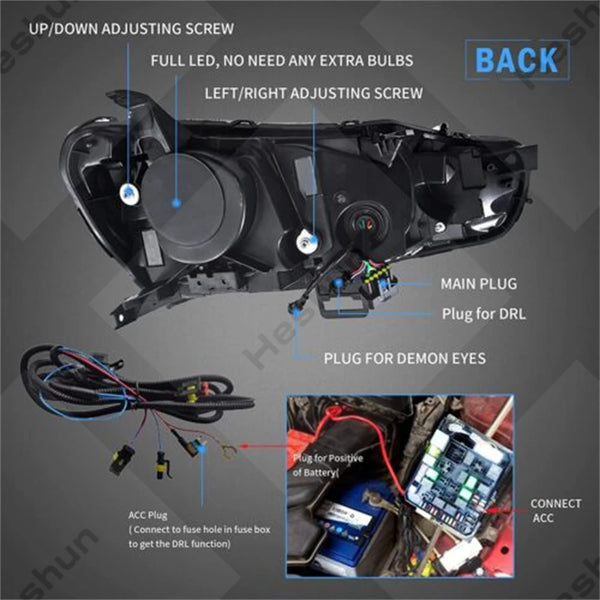 Paire de phares LED projecteur pour Mitsubishi Lancer EVO X 10e génération 2008-2020, animation dynamique