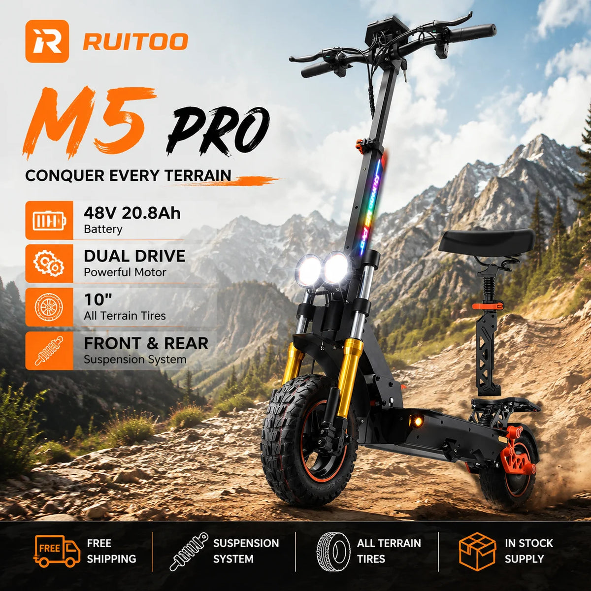 Trottinette électrique Ruitoo M5 Pro pliable