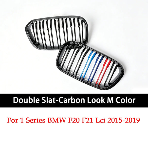 Calandre de calandre double / simple pour BMW Série 1 F20 F21 LCI 2015-2019 Noir brillant Mat Carbone Couleur M Diamant - OUR