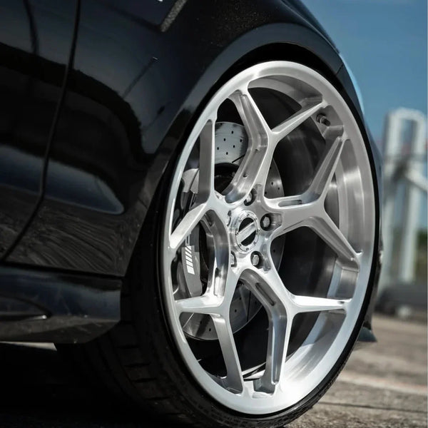 Jantes forgées cinq branches en Y, finition argent brossé, concaves profondes, pour voitures de sport Mercedes AMG Audi - OUR