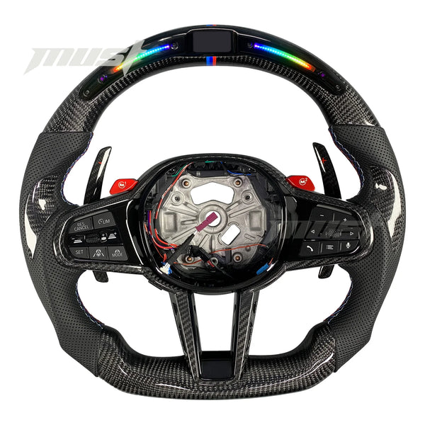 Volant LED personnalisé en Fiber de carbone pour BMW série G LCI, série 2 3 4 5 6 7 8 X3 X4 X5 G20 G30 M3 M4 M5 M8 Z4 20