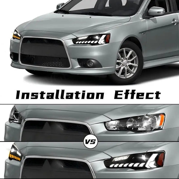 Phares LED pour Mitsubishi Lancer EVO X 2008-2020, clignotant dynamique, feux de jour DRL