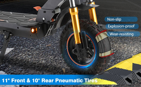 Trottinette électrique pliable pour adultes Ruitoo M5 PRO avec cadre en aluminium, pneu avant 11'', pneu arrière 10'', kit d'