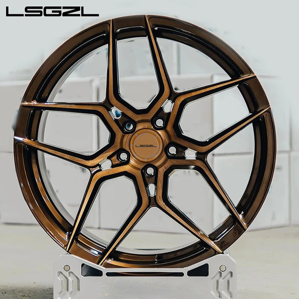 LSGZL Jantes de voiture forgées monobloc en alliage bronze brossé personnalisé pour BMW Ferrari Audi 5x120 5x130 5x114.3 Conc