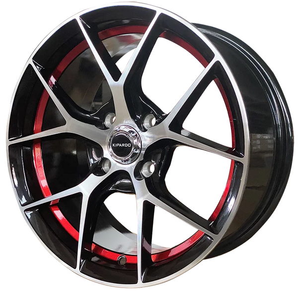 Kipardo Direct Factory roues en alliage 15 pouces 4x100 ET 35 VIA/JWL jantes de voiture lèvre rouge pour voiture de tour