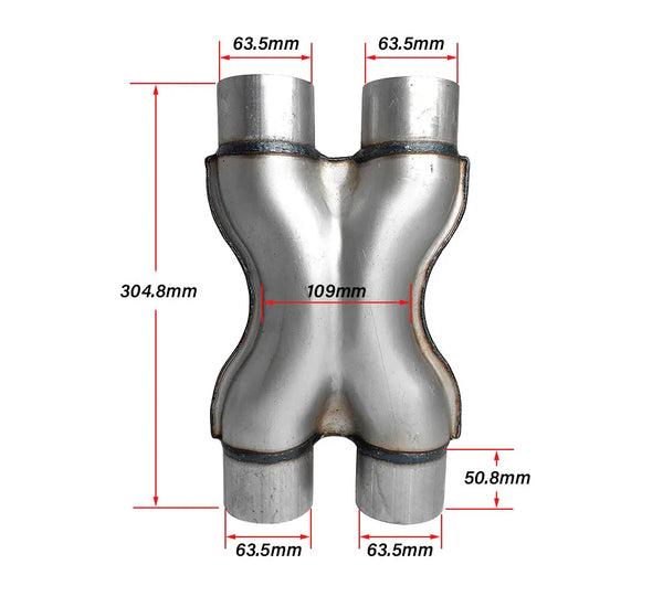 2.25 '' / 2.5" système d'échappement entrée / sortie XPipe universel 2.25 / 2.5 pouces double pointe de silencieux aluminisée