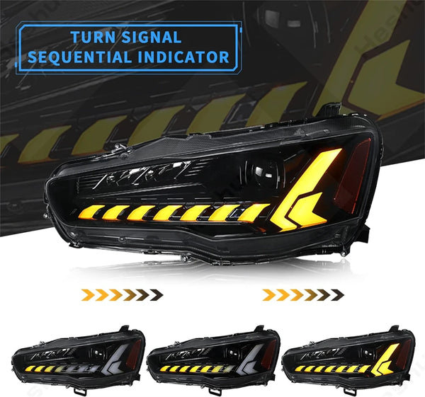 Paire de phares LED projecteur pour Mitsubishi Lancer EVO X 10e génération 2008-2020, animation dynamique