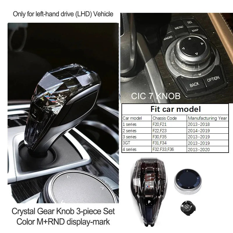 3 Piece Lot Crystal Levier de Vitesses Knob Lever Stick Handle Pour BMW 3 5 6 7 Series X3 X5 X6 F30 G15 F01 G20 G05 G21 G28 G