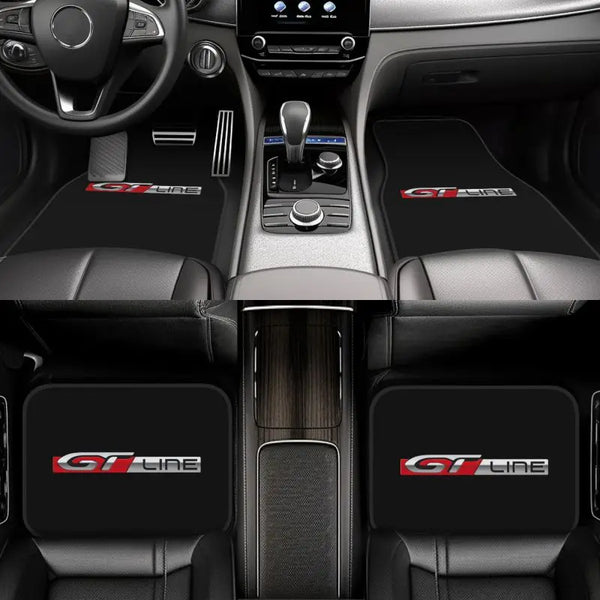 GT Line Tapis de sol de voiture 4 pièces Tapis de pied avant et arrière universels avec support en caoutchouc antidérapant Ac
