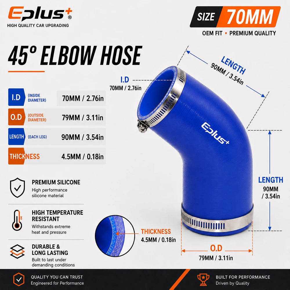 Durite Silicone Bleue 45° avec Colliers pour Turbo et Intercooler – Admission & performance | OURANE.COM