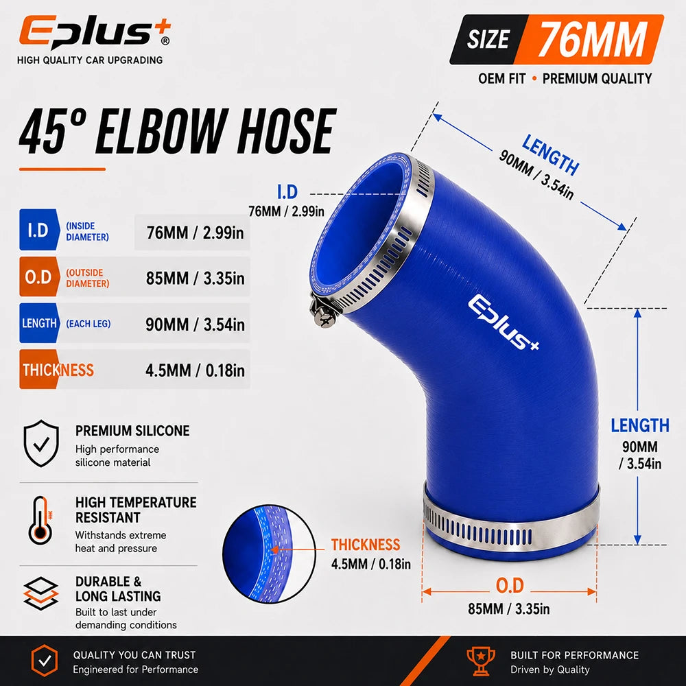 Durite Silicone Bleue 45° avec Colliers pour Turbo et Intercooler – Admission & performance | OURANE.COM