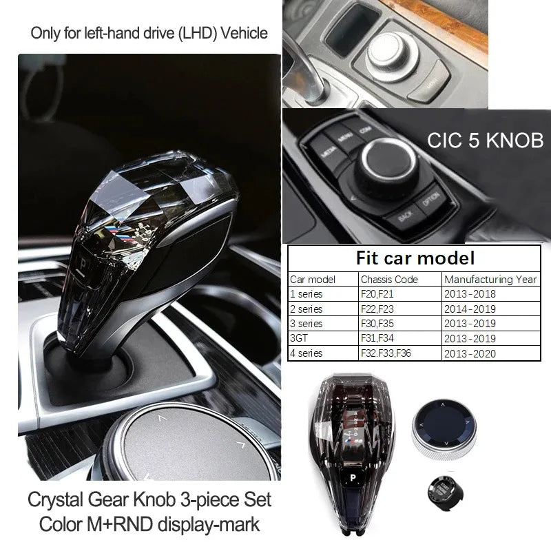 3 Piece Lot Crystal Levier de Vitesses Knob Lever Stick Handle Pour BMW 3 5 6 7 Series X3 X5 X6 F30 G15 F01 G20 G05 G21 G28 G