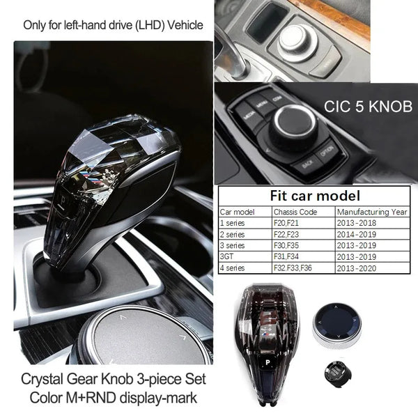 Jante Pommeau de Levier Cristal BMW – kit 3 Pièces – Série 3, 5, 6, 7 & X — OURANE