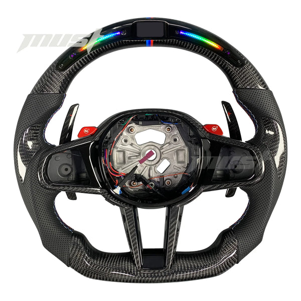 Volant LED personnalisé en Fiber de carbone pour BMW série G LCI, série 2 3 4 5 6 7 8 X3 X4 X5 G20 G30 M3 M4 M5 M8 Z4 20