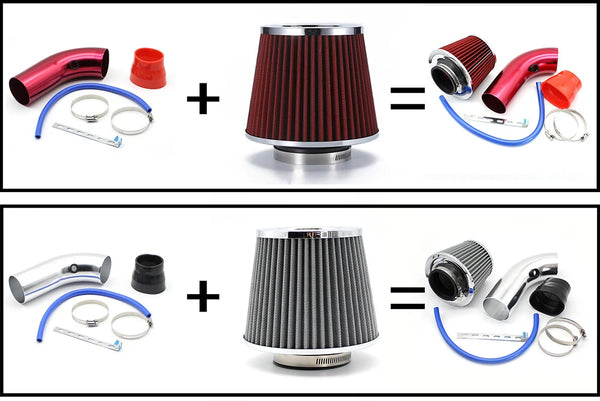 Kit de filtre à air froid à haut débit universel 76 mm (3 pouces) pour voiture modifiée, avec tuyau d'admission en aluminium,
